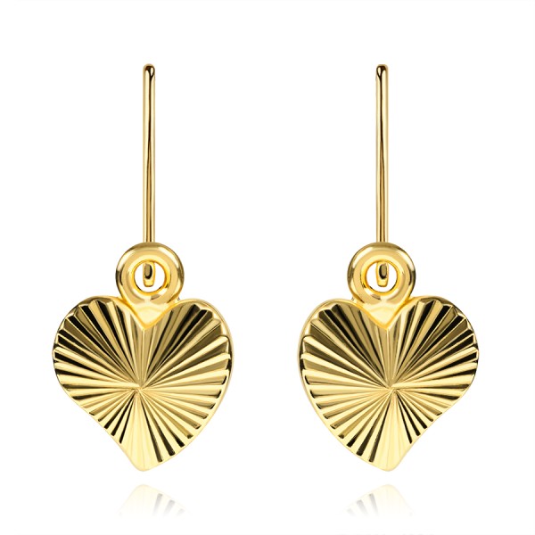 14K gold children’s earrings heart with sunray design new