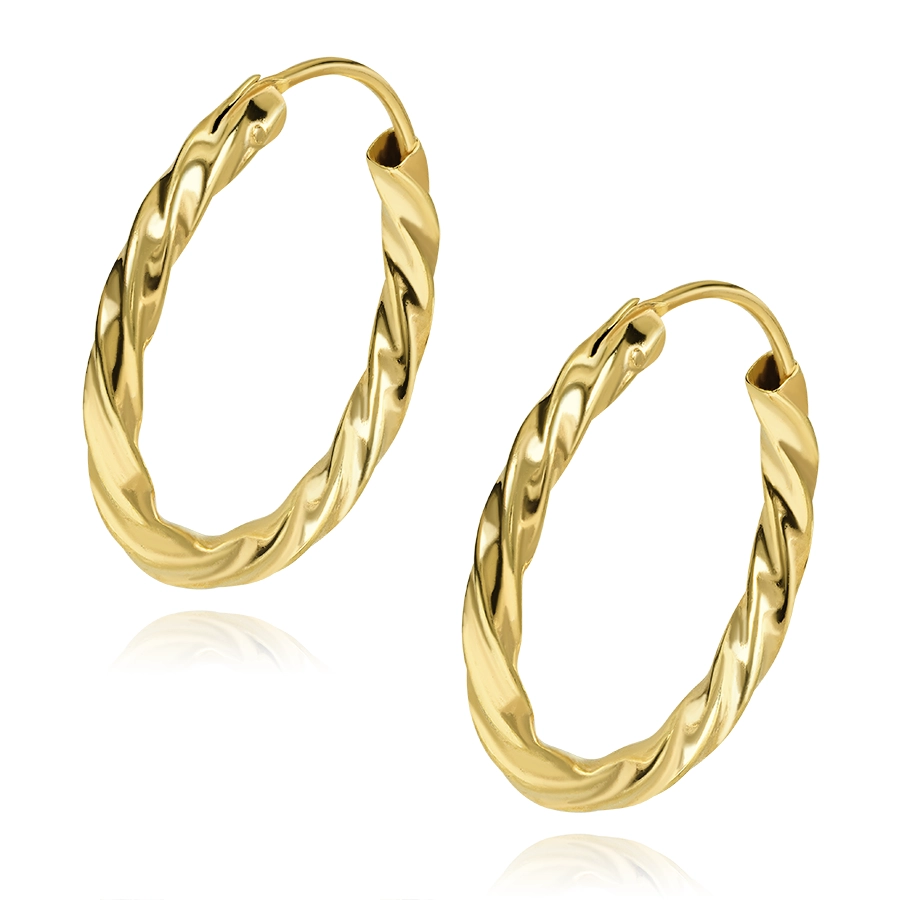 14K gold earring with a spiral hoop effect