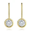 14K gold earrings - cut clear zircon in a shiny mount, 4 mm