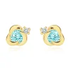 14K gold earrings flower with topaz centre and clear zircon