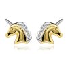 14K gold earrings in the shape of a unicorn head