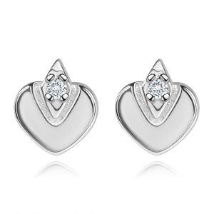 14K white gold heart-shaped earrings with zircon