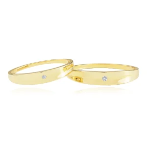 14K yellow gold bands - clear brilliant, shoulder curved inwards