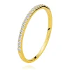 14K yellow gold ring - row of clear round zircons