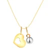 375 gold necklace - heart silhouette with a cut-out in the center, round white pearl