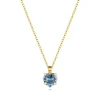 375 Gold necklace, yellow gold - light blue zircon heart, fine chain