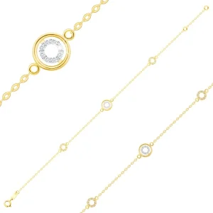 585 Combined gold bracelet – ring contours, clear zircons