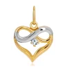 585 diamond gold pendant - heart of two-colour, symbol of infinity, brilliant
