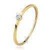 585 gold bicoloured ring - clear brilliant in round mount, narrow shoulders