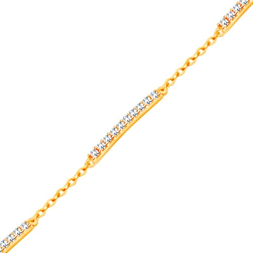 585 gold bracelet with oval links and three glossy zircon lines