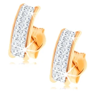 585 gold earrings - sparkly arch from Swarovski crystals, shiny edges