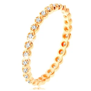 585 gold ring - clear round zircons around the whole perimeter, wavy edges