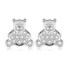 585 White gold stud earrings – a teddy bear with a zircon body