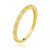 585 Yellow gold ring - sixteen clear brilliants, cross notches