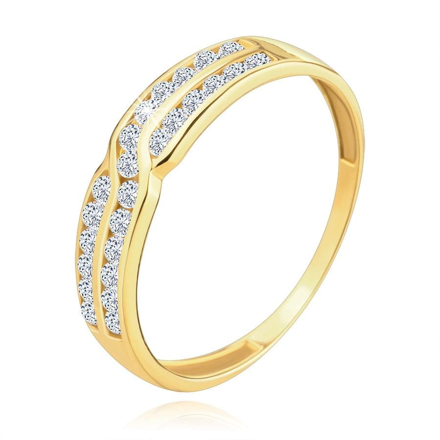 585 Yellow ring – double row of round zircons