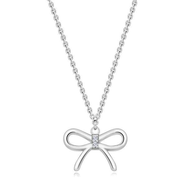 925 Silver necklace - bow contour with clear brilliants in the centre