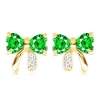 9K gold earrings with bow-shaped olivine and clear zircons