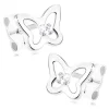9K white gold earrings butterfly with clear zircon