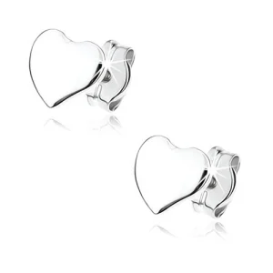 9K white gold heart earrings with high shine