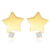 9K Yellow gold diamond earrings – star with a clear brilliant, studs