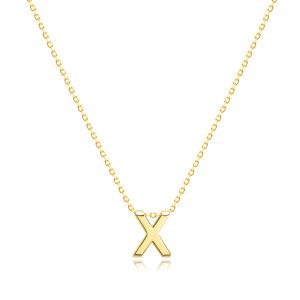 9K yellow gold necklace - double capital block letter X