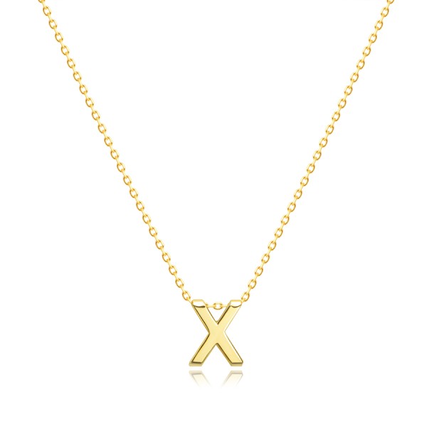 9K yellow gold necklace - double capital block letter X
