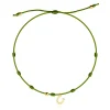 Adjustable bracelet with a 375 gold pendant – horseshoe, green string
