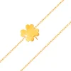 Bracelet made of yellow 14K gold - shiny four-leaf clover, thin chain composed of oval links
