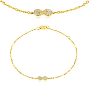 Bracelet of 585 gold - symbol of eternity with tiny round zircons