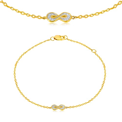 Bracelet of 585 gold - symbol of eternity with tiny round zircons