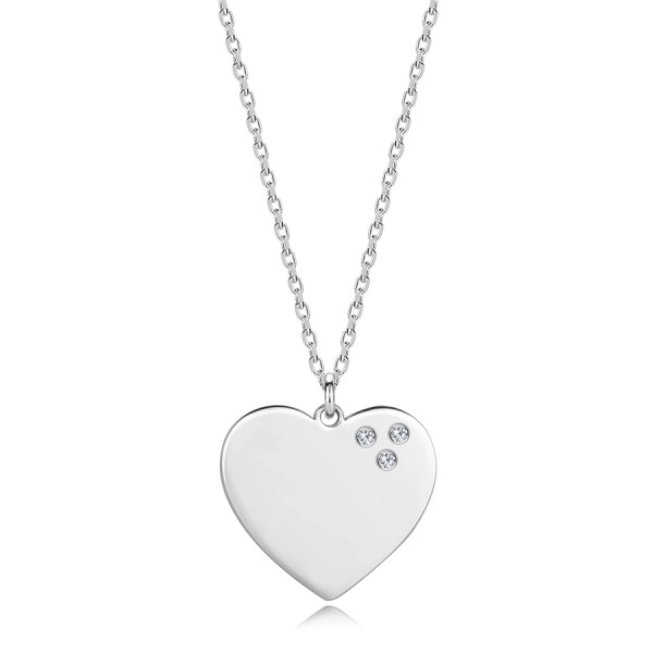 Brilliant necklace in 925 silver - flat heart, three clear diamonds