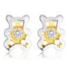 Combined 585 gold diamond earrings – teddy bear with a clear brilliant