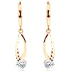 Dangling 14K gold earrings with a vertical grain contour and clear zircon -14% EXTRA free gift