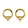 Diamond earrings in yellow 585 gold - circle contour with a small heart, round brilliants