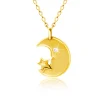 Diamond necklace in 14K yellow gold – moon with a brilliant eye, star