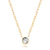 Diamond necklace made of yellow 14K gold - clear brilliant in mount, thin chain