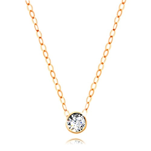 Diamond necklace made of yellow 14K gold - clear brilliant in mount, thin chain