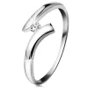 Diamond ring made of white 14K gold - glossy clear brilliant, shiny bent shoulders