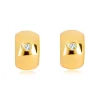 Earrings made of yellow 14K gold - lustrous clear diamond on wider arc