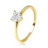 Gold ring 14K in yellow gold with clear heart-shaped zircon