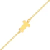 Golden bracelet in 375 yellow gold – silhouettes of two bunnies, glossy chain with oval links