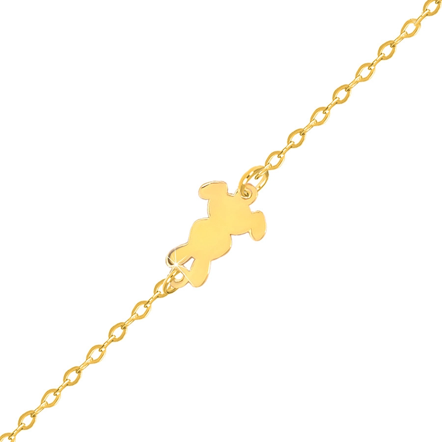 Golden bracelet in 375 yellow gold – silhouettes of two bunnies, glossy chain with oval links