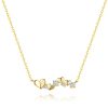 Necklace made of 14K gold - hearts and clear zircons, fine chain
