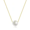 Necklace made of 14K yellow gold - white freshwater pearl, fine chain
