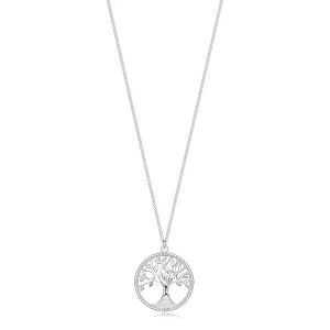 Necklace made of 925 silver, adjustable - diamonds, tree of life in a circle