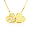 Necklace made of yellow 14K gold, small connected hearts, clear zircons