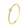 Ring in 14K yellow gold - clear round zircon, smooth shoulders
