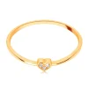 Ring made of yellow 9K gold - heart decorated with round clear zircons