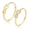 Thin 585 yellow gold band - infinity symbol, ladies size with zircons