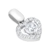 White 14K gold pendant - cut-out heart with bigger zircon in the middle